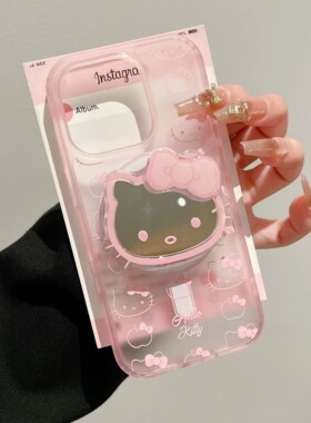 冰雾内置磁吸支架适用K70红米K80小米15/14手机壳50镜子线条红米K60pro至尊版Note13可爱12PRO+KT猫11T硬40女