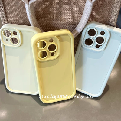 全包立体加高镜头适用小米14手机壳11/12红米note13pro奶黄色K70新品K60软壳K50马卡龙K40纯色K30防指纹10女9