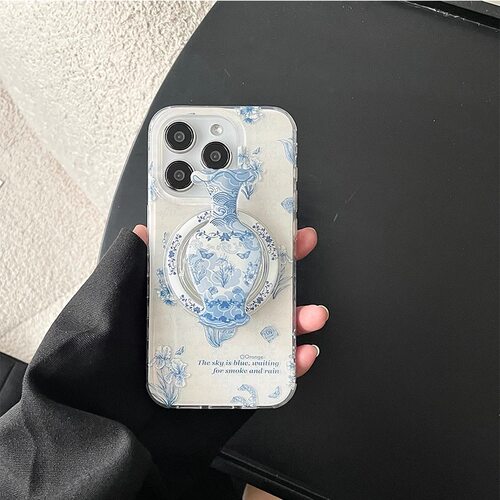 磁吸支架适用华为pocket2折叠屏mateX6手机壳p50三星zflip3/4/5国潮VIVOX荣耀V青花瓷复古oppofindn3flip软女