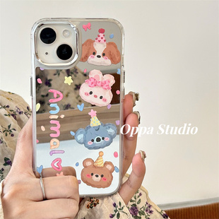 适用于补妆镜p30防摔p40华为nova8手机壳6防摔7se卡通pro韩风3i派对动物4e软壳5z女20时尚