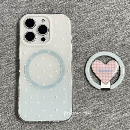磁吸支架适用oppoA3/reno10/4se手机壳findx7/5pro清新波点粉格子折叠爱心A56/32/a57女K11x/97/93s软套8国际
