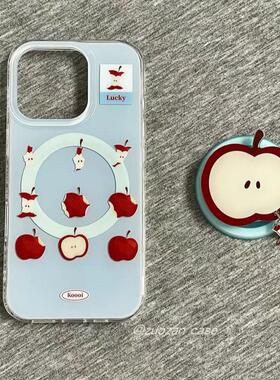 磁吸支架适用vivoX100/30/60/x70/y78手机壳X90白底蓝色宫格苹果核y76s女S18e/X200/15PRO国际版Y33/mini软