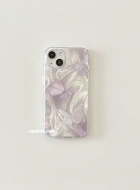 适用vivoX100/X30/60/x70/80/y78手机壳X90银色羽纱紫色蝴蝶透明y76s软套S18e/S12/15PRO新Y33e/31s少女硅胶