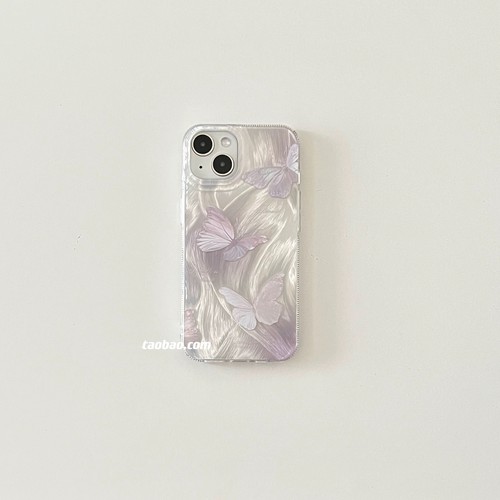 银色羽纱紫色蝴蝶适用oneplus11/2一加2V手机壳ace竞速1+ACE3V高级8t/10/9全包边7TPRO/9RT/6t软套少女款硅胶