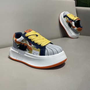 男鞋 厚底增高布面刺绣潮流贝壳头休闲鞋 欧版 滑板鞋 子 男士 春秋新款