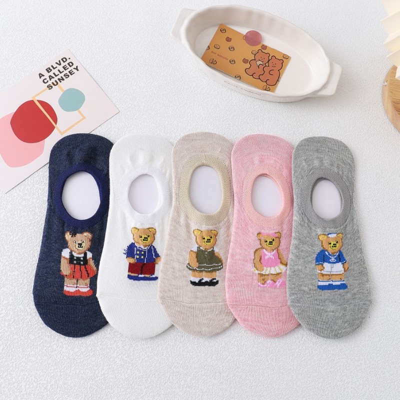 Japanese girl invisible socks cute net red tide bear boat socks girl