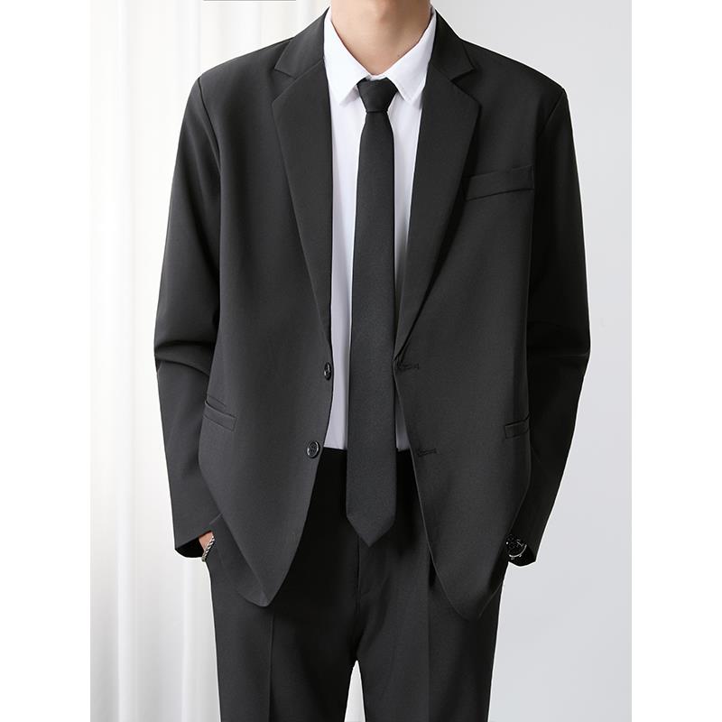 秋冬季新款酷黑极简风商务西服男韩版修身休闲外套商务正装1212n