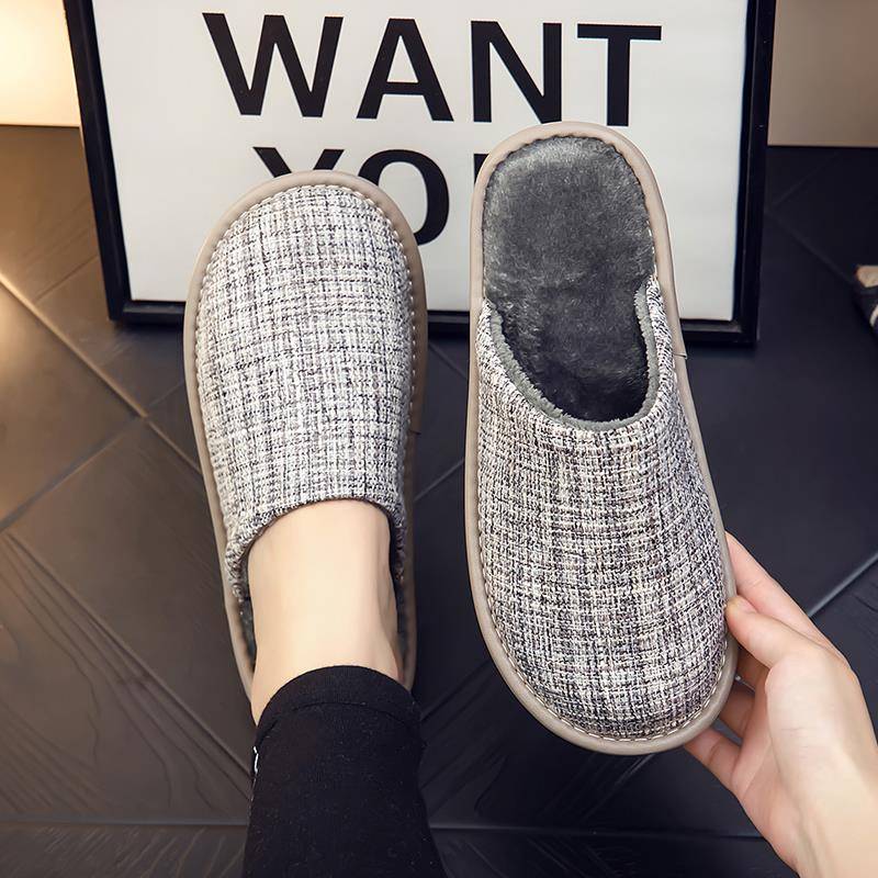 秋冬季男士新款家用拖鞋男女居家室内防滑木地板静音家居艺1114n