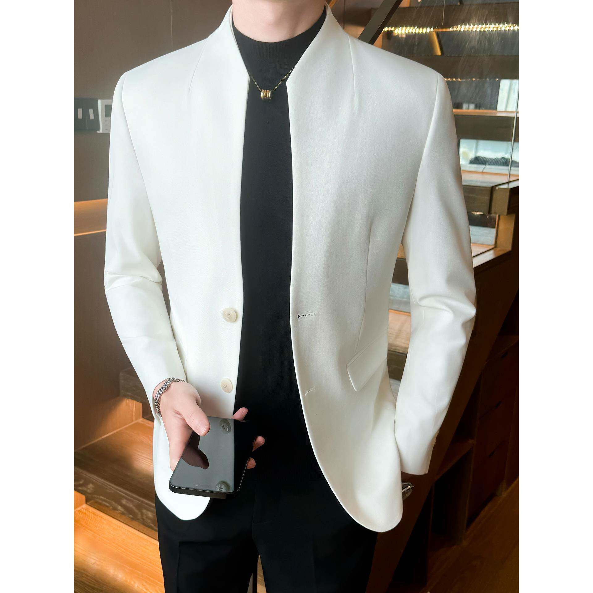 春秋季新款新中式立领休闲男士西装外套2026感修身小西服1212n,男装,休闲西服,淘宝优惠券,粉丝福利购,淘宝优惠卷