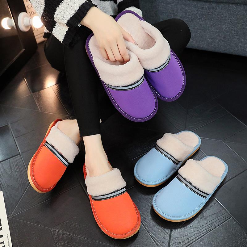 秋冬季棉拖鞋女居家保暖男绒情侣包头卧室静音防滑防水脏皮1020u