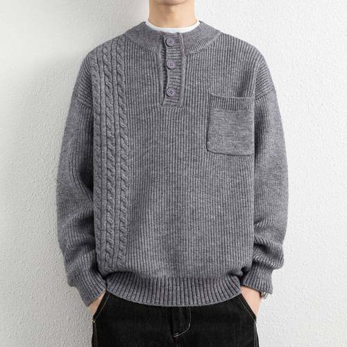冬季设计感毛衣男秋冬款圆领针织衫男内搭打底衫少年小众毛1219u