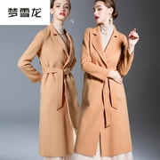 Dream Snow Dragon Cashmere cashmere Châu Âu và Hoa Kỳ dài áo len hai mặt nữ 2019 quần áo len mùa thu đông - Áo len lót đôi