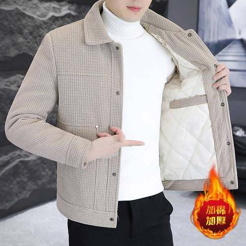 2025年秋冬加棉加厚小个子毛呢夹克男士潮流短款毛呢大衣保1218e