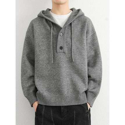 套头连帽毛衣男秋冬季外套2025新款纯色针织衫内搭男软糯百1215u