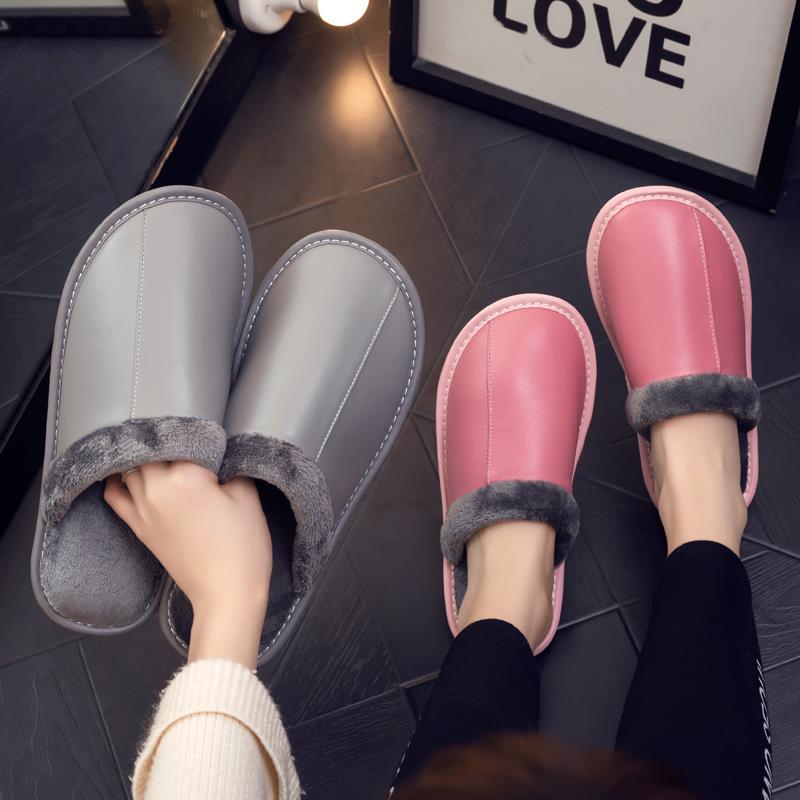 新款秋冬季拖鞋女卧室保暖加绒厚底家用防滑情侣居家室内男1119h