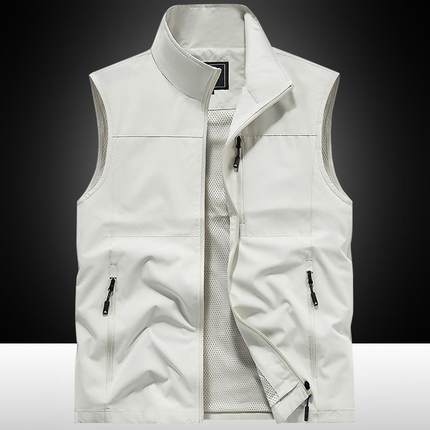 薄款马甲男士户外休闲工作服背心立领简约坎肩宽松大尺码1215u