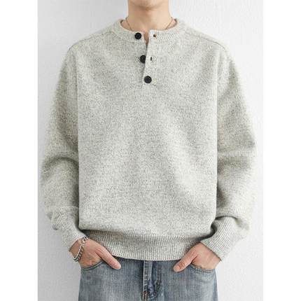 2025秋冬季新款男士毛衣针织衫加厚亨利领高级感毛线衣打底1215u