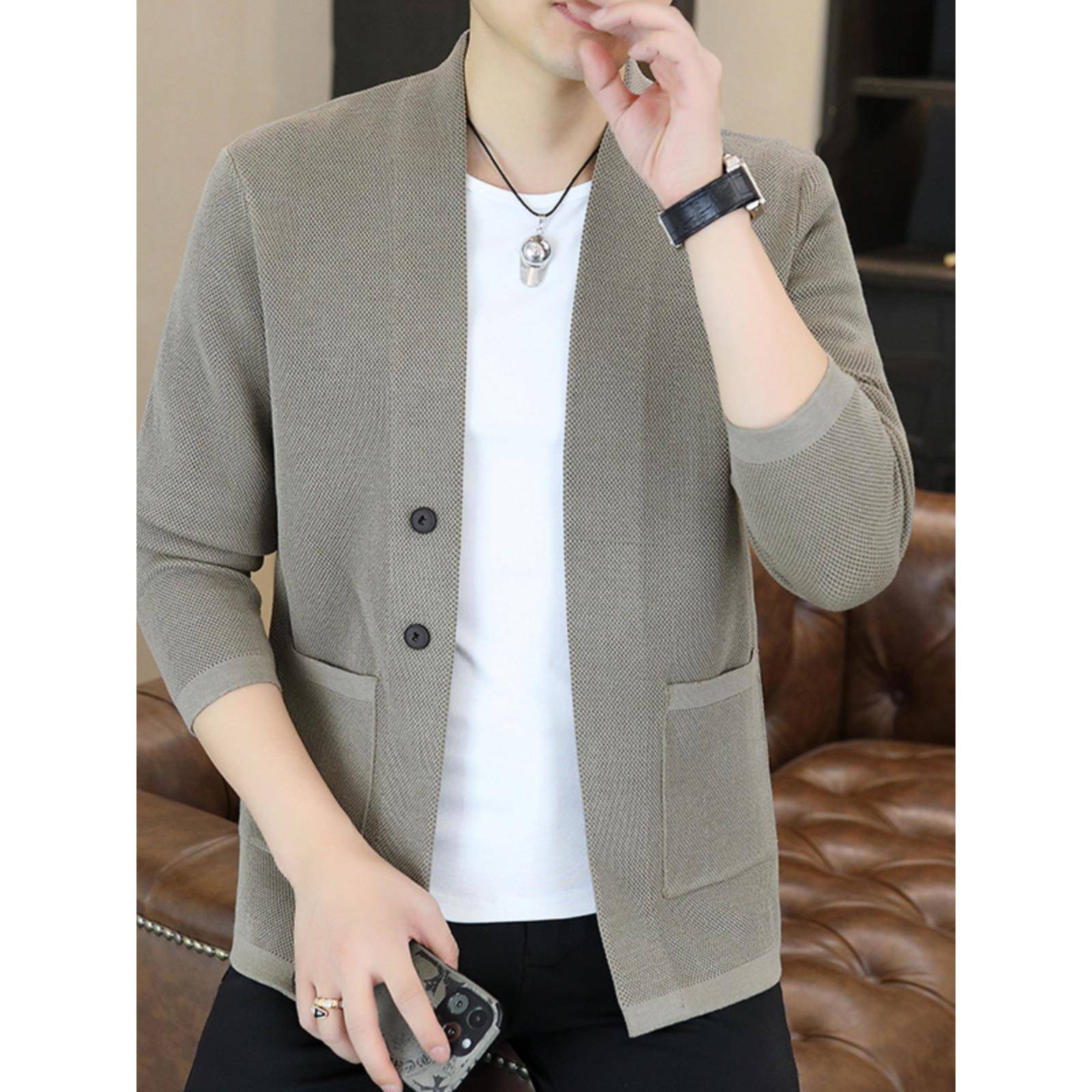 秋冬季男士新款开衫毛衣男韩版潮流休闲针织衫线衣薄款感夹1021n