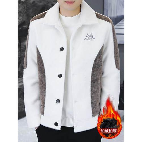 男士毛呢夹克秋冬季加绒加厚短款潮流休闲翻领痞帅气呢子风1218e