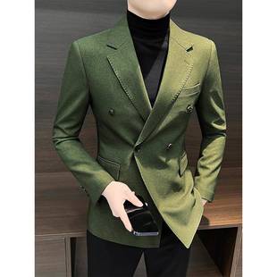 2025新款 男士 商务男装 外套秋季 高级感痞帅双排扣休闲西12211e 西装