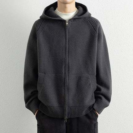2025新款连帽开衫针织夹克男士秋季新款年简约潮流百搭休闲1215u