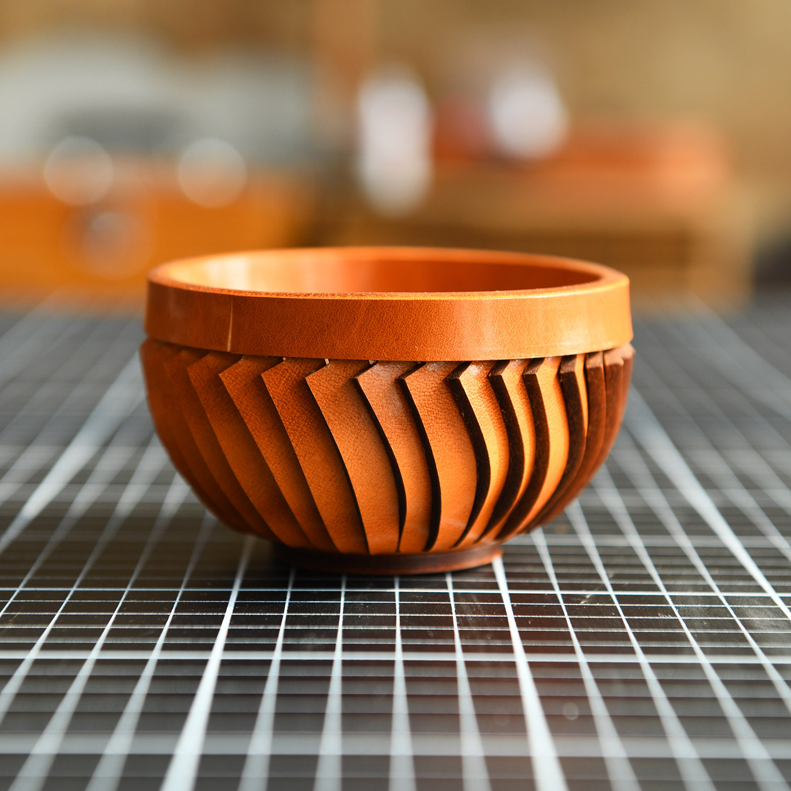 手工全牛皮精致收纳碗 桌面装饰文玩核桃手串首饰真皮收纳盒 创意