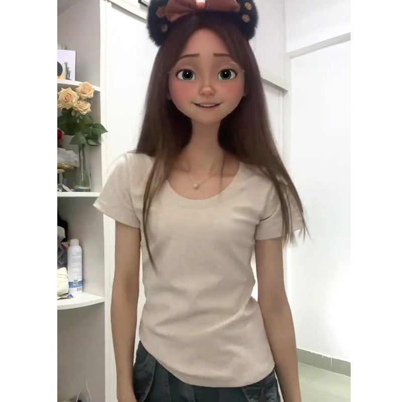 纯棉修身正肩基础款短袖t恤女2026夏季甜辣妹显瘦学生打底衫上衣
