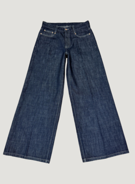 Oxycodone/14.5OZ立体压线时装脱浆丹宁原牛A字直筒阔腿牛仔裤