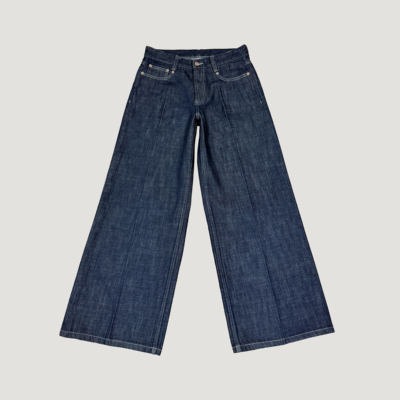 Oxycodone/14.5OZ立体压线时装脱浆丹宁原牛A字直筒阔腿牛仔裤