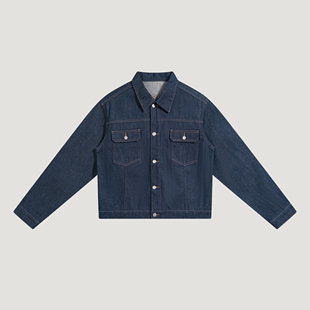 Oxycodone/美国康龙14OZ原牛复古短宽经典箱型原色牛仔夹克外套