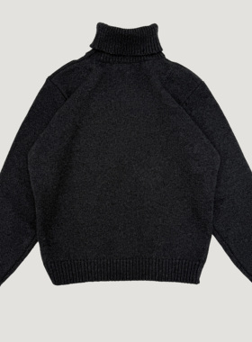 Oxycodone/定织羊绒羊毛混纺粗针老钱风厚款肩部廓形高领针织毛衣