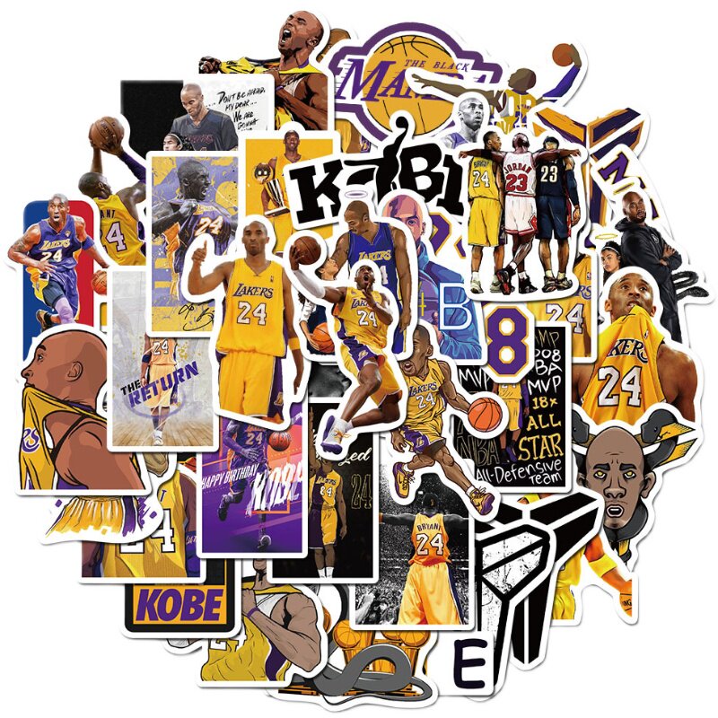 50张致敬科比黑曼巴精神涂鸦贴纸拉杆箱手帐装饰防水旅行箱贴画