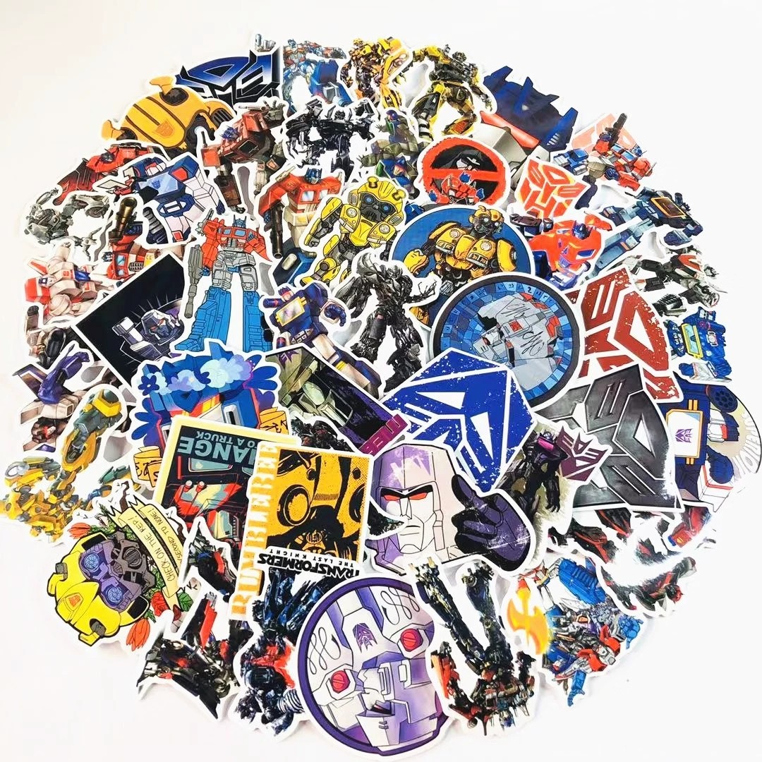 50张美漫变形金刚行李箱笔记本擎天柱大黄蜂汽车贴纸双12卡通动漫