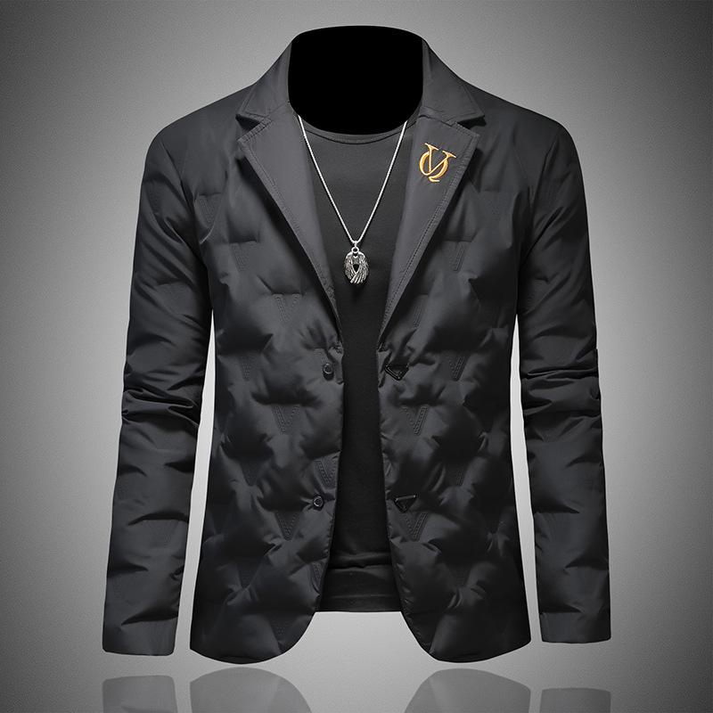 男装ggvv正品牌简木2025新款白鸭绒羽绒服西装领潮流时尚保暖外套