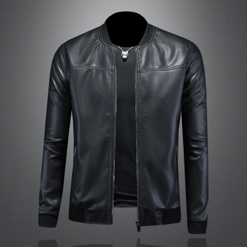 正品ushi官方正品牌官网群豪痞帅男装潮港风2025新款棒球领皮衣