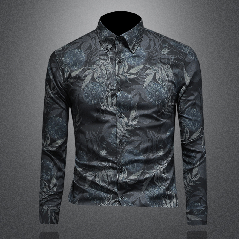 堡狮龙唯品会正品牌男装北纬30度潮流时尚百搭休闲长袖衬衣