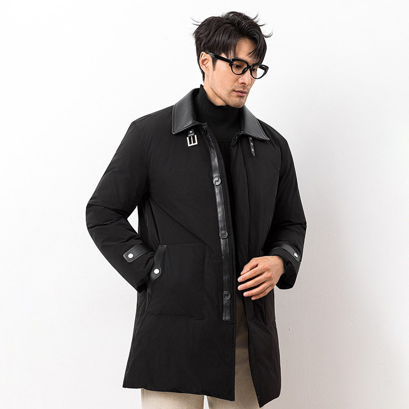 男装ggvv正品牌简木2025新款羽绒服中长款拼接潮流百搭保暖外套