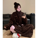豹纹HelloKitty可爱复古少女睡衣秋冬珊瑚绒加厚款 冬天家居服套装