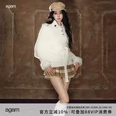 收腰斗篷毛衣套装 AGAM 千金感纯欲风可拆卸毛毛亨利领打底衫