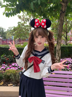 【现货】山暮夏jk满襟三本泡泡袖长袖基础款水手服波点中间服