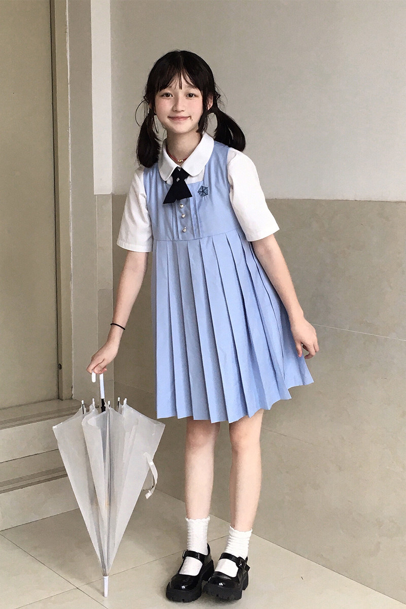 【现货】茵才女子卡奶裙jk制服衬衫护奶裙背心裙连衣裙学院