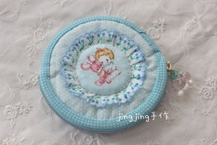 甜美樱桃 JINGJING拼布 昭和小动物蓝色零钱包钥匙包材料包