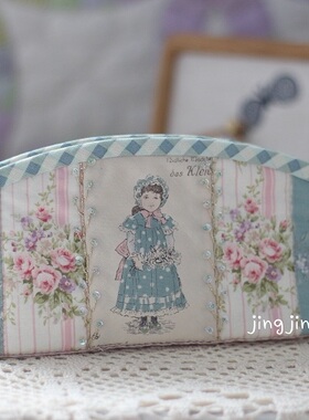 【JINGJING拼布】优雅蓝复古娃娃拼布收纳包材料包