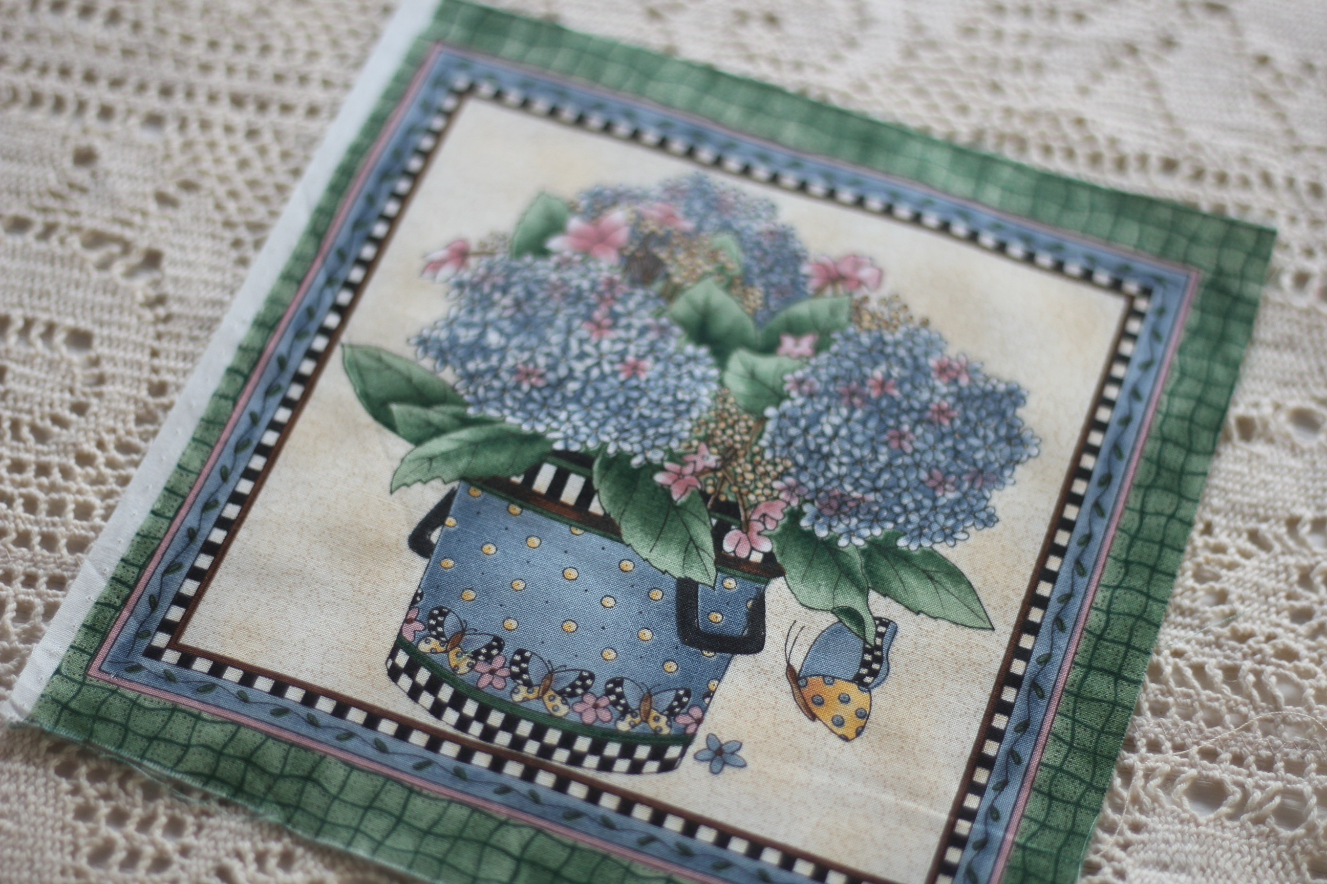 【绝版珍藏】进口乡村风图案布料紫阳花绣球花拼布手工面料一组