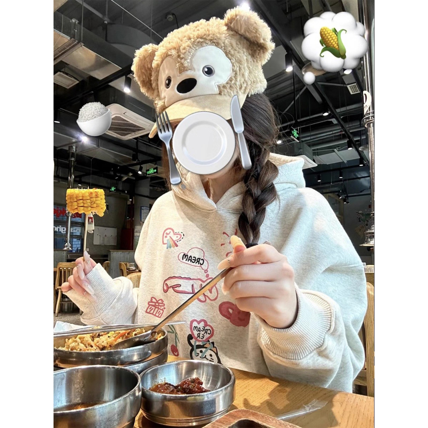 【无忧试穿】甜美减龄连帽卫衣女