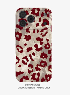 ins红色豹纹艺术简约磁吸高级感适用于iPhone14苹果15promax菲林手机壳全包硬壳13mini小众12荣耀90