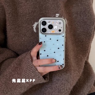 小众简约蓝黑星星秋冬新款ins手机壳适用苹果iPhone17promax软边滴胶16防摔15原创14可爱13保护套12/11