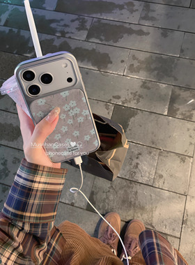 韩系ins秋日灰色碎花新款滴胶银边手机壳适用苹果iPhone17promax高级感保护套小众16plus亮面15pro1413气质12