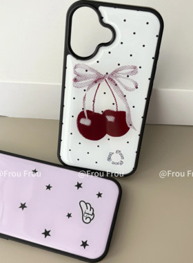 原创白色樱桃啵啵趣味滴胶全包适用于苹果手机壳iPhone17promax博主同款简约16pro15/14/13/12/11保护套