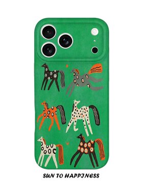 适用iPhone17promax苹果14opporeno15新款mate70华为p80荣耀500菲林手机壳13小米16vivos30x200绿色波点小马